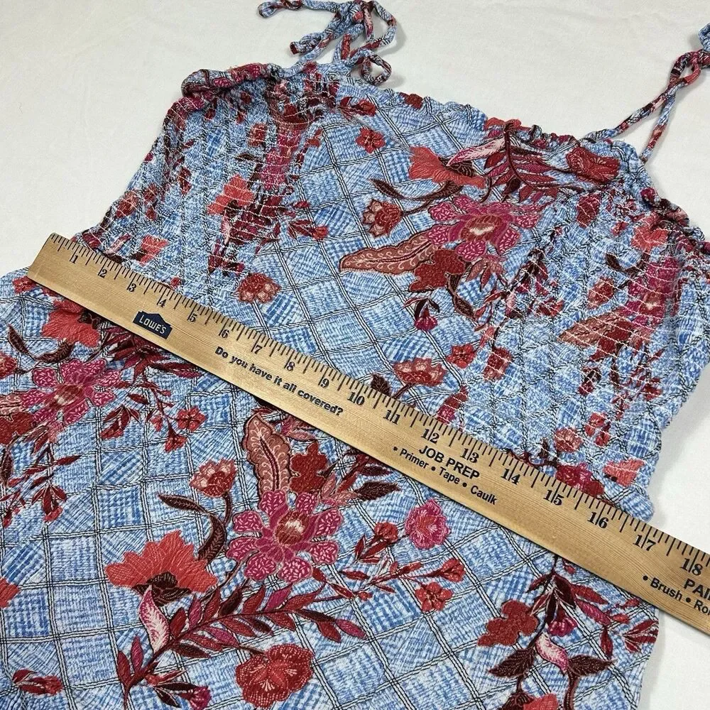 Knox Rose Plus Size XXL Spaghetti Sundress Blue Red Floral Midi Smocked Colorful - Picture 9 of 15